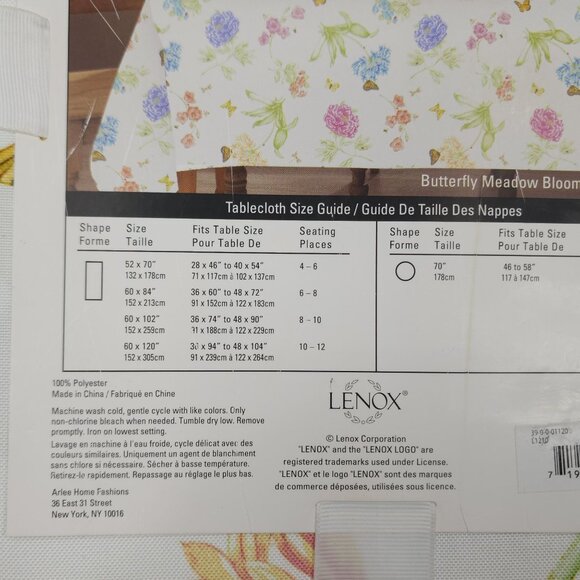 Lenox Butterfly Meadow Bloom Tablecloth 60" X 102" Water Repellent Easy Care - Picture 6 of 9